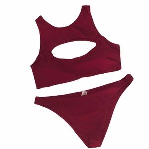 Cupshe Bikini Cutout Top and Bottom Pink XL